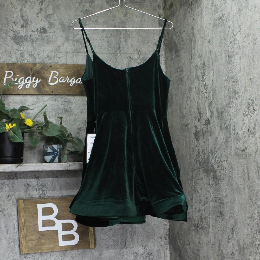 NWT B. Darlin Square Neck Asymmetric Layered Skirt Mini Dress Dark Green 15/16 - Picture 5 of 9